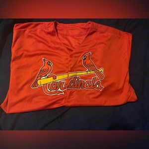 St Louis Cardinals Mens Jersey MLB Baseball Sports Twin Bird Logo Red Sz Xxl